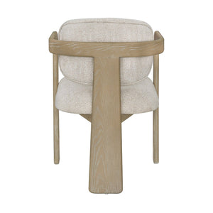 English Elm Modern Scandinavian Rubberwood Dining Arm Chairs Set of Two Beige Upholstered Seats B011P530540