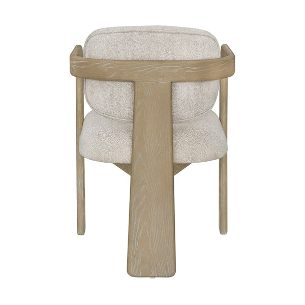 English Elm Modern Scandinavian Rubberwood Dining Arm Chairs Set of Two Beige Upholstered Seats B011P530540