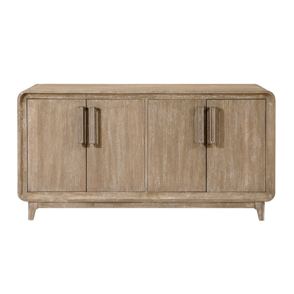 English Elm Beautiful Oak Veneer Buffet Server with Adjustable Shelves for Transitional Dining Rooms B011P531405