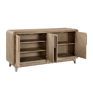 English Elm Beautiful Oak Veneer Buffet Server with Adjustable Shelves for Transitional Dining Rooms B011P531405
