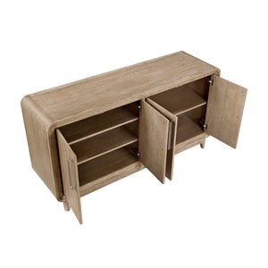 English Elm Beautiful Oak Veneer Buffet Server with Adjustable Shelves for Transitional Dining Rooms B011P531405