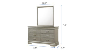 English Elm 6-drawer Dresser with Crocodile Texture Finish and Crystal Tufted Pulls for Bedroom B011P532084