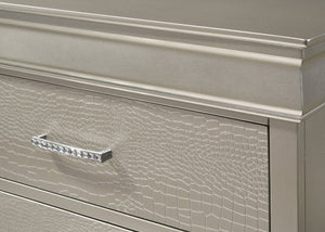 English Elm 6-drawer Dresser with Crocodile Texture Finish and Crystal Tufted Pulls for Bedroom B011P532084