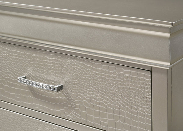 English Elm 6-drawer Dresser with Crocodile Texture Finish and Crystal Tufted Pulls for Bedroom B011P532084