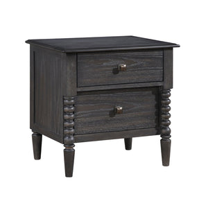 English Elm Espresso Oak Veneer Nightstand Two Dovetail Drawers Gunmetal Knobs Bedroom Storage B011P532104