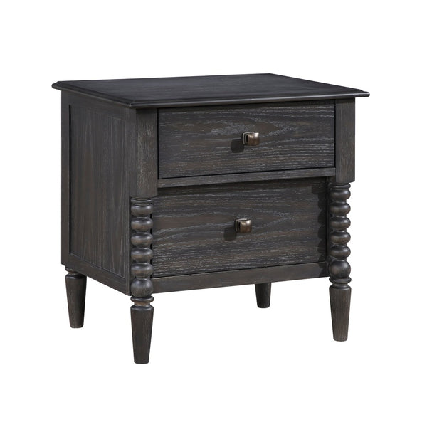 English Elm Espresso Oak Veneer Nightstand Two Dovetail Drawers Gunmetal Knobs Bedroom Storage B011P532104