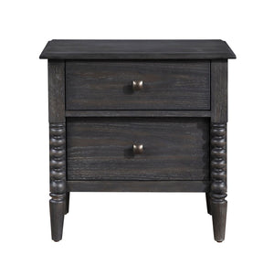 English Elm Espresso Oak Veneer Nightstand Two Dovetail Drawers Gunmetal Knobs Bedroom Storage B011P532104