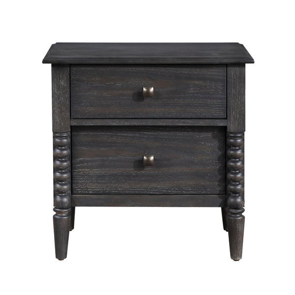 English Elm Espresso Oak Veneer Nightstand Two Dovetail Drawers Gunmetal Knobs Bedroom Storage B011P532104