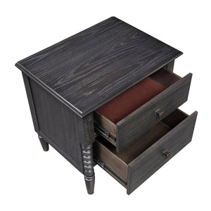 English Elm Espresso Oak Veneer Nightstand Two Dovetail Drawers Gunmetal Knobs Bedroom Storage B011P532104