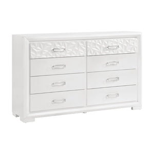 English Elm Contemporary Pearl White 8 Drawer Double Dresser with Embossed Diamond Glam Detail B011P532931