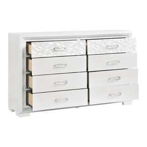 English Elm Contemporary Pearl White 8 Drawer Double Dresser with Embossed Diamond Glam Detail B011P532931