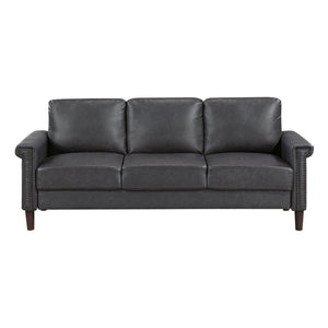 English Elm 1Pc Transitional Faux Leather Sofa Nailhead Trim Pocket Coil Seating for Living Rooms B011P532959