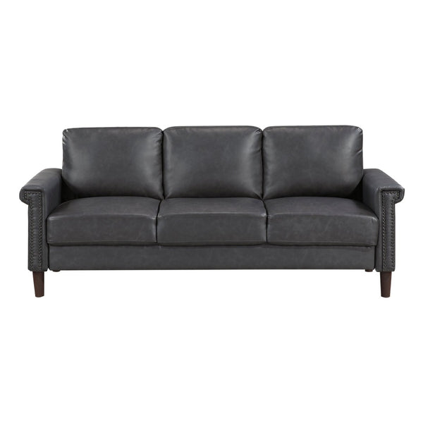 English Elm 1Pc Transitional Faux Leather Sofa Nailhead Trim Pocket Coil Seating for Living Rooms B011P532959