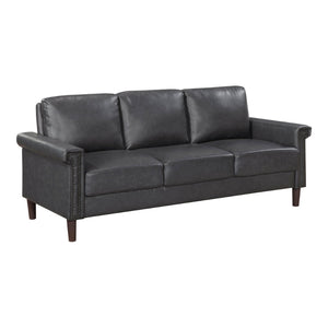 English Elm 1Pc Transitional Faux Leather Sofa Nailhead Trim Pocket Coil Seating for Living Rooms B011P532959