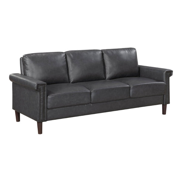 English Elm 1Pc Transitional Faux Leather Sofa Nailhead Trim Pocket Coil Seating for Living Rooms B011P532959