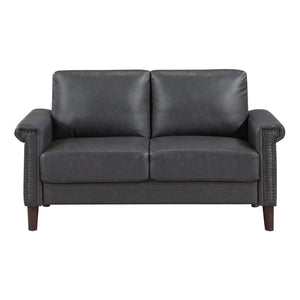 English Elm 1Pc Faux Leather Loveseat Pocket Coil Seating Nailhead Trim Transitional Apartment Sofa B011P532960