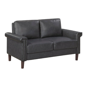 English Elm 1Pc Faux Leather Loveseat Pocket Coil Seating Nailhead Trim Transitional Apartment Sofa B011P532960