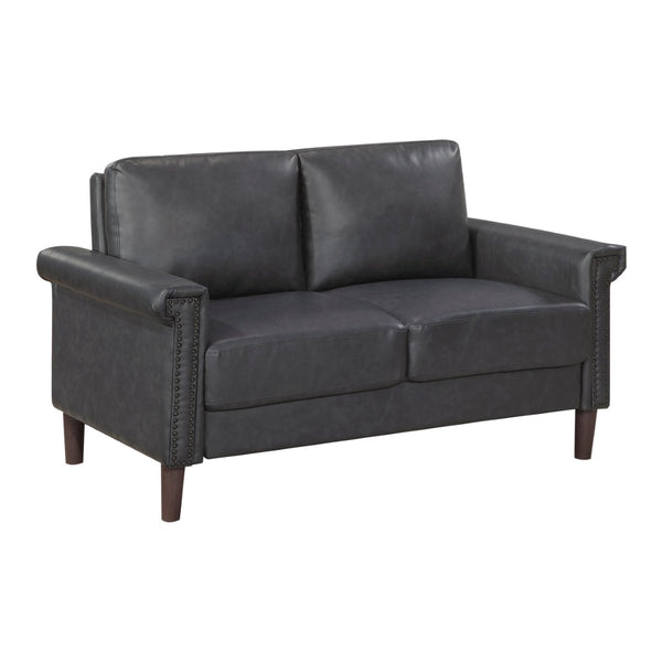 English Elm 1Pc Faux Leather Loveseat Pocket Coil Seating Nailhead Trim Transitional Apartment Sofa B011P532960