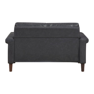 English Elm 1Pc Faux Leather Loveseat Pocket Coil Seating Nailhead Trim Transitional Apartment Sofa B011P532960