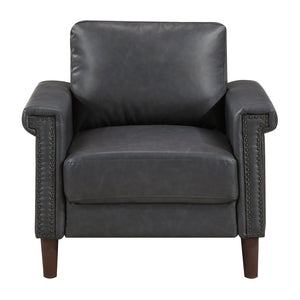 English Elm 1Pc Faux Leather Accent Chair Pocket Coil Cushion Nailhead Trim Transitional Lounge B011P532964