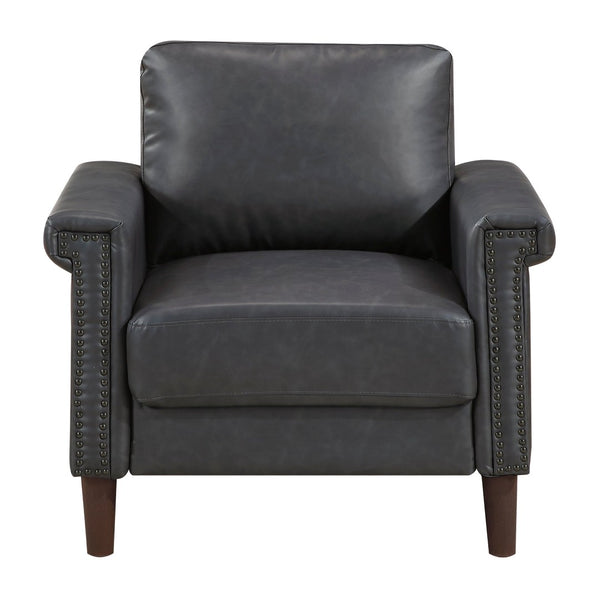 English Elm 1Pc Faux Leather Accent Chair Pocket Coil Cushion Nailhead Trim Transitional Lounge B011P532964