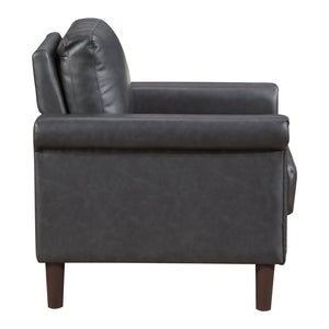English Elm 1Pc Faux Leather Accent Chair Pocket Coil Cushion Nailhead Trim Transitional Lounge B011P532964