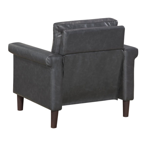 English Elm 1Pc Faux Leather Accent Chair Pocket Coil Cushion Nailhead Trim Transitional Lounge B011P532964