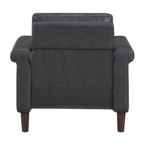 English Elm 1Pc Faux Leather Accent Chair Pocket Coil Cushion Nailhead Trim Transitional Lounge B011P532964