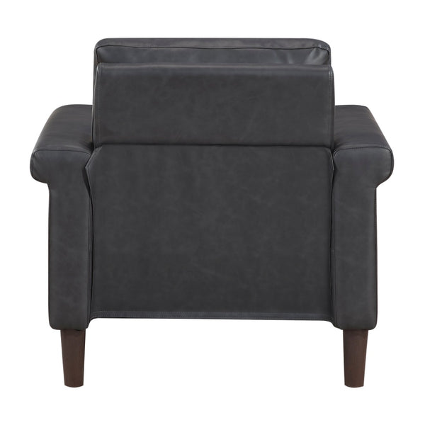 English Elm 1Pc Faux Leather Accent Chair Pocket Coil Cushion Nailhead Trim Transitional Lounge B011P532964