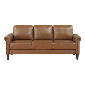 English Elm Classic Faux Leather Three Seat Sofa with Nailhead Trim and Pocket Coil Support B011P533590