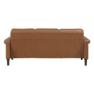 English Elm Classic Faux Leather Three Seat Sofa with Nailhead Trim and Pocket Coil Support B011P533590