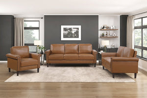 English Elm Classic Faux Leather Three Seat Sofa with Nailhead Trim and Pocket Coil Support B011P533590