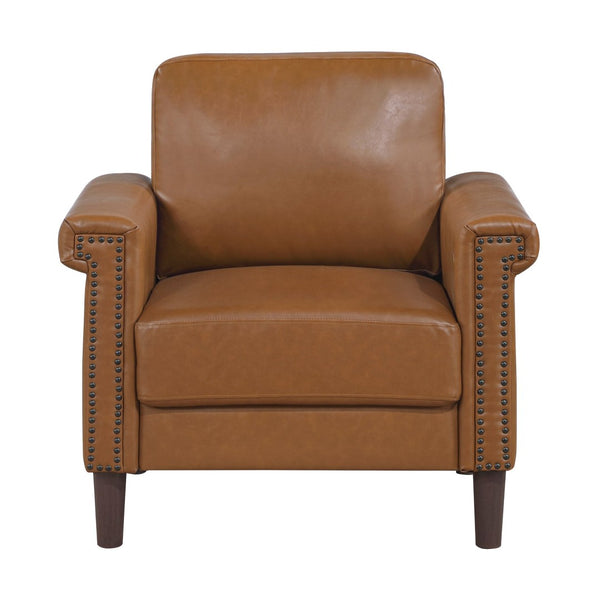 English Elm Classic Faux Leather Accent Chair with Nailhead Trim and Pocket Coil Support B011P533592