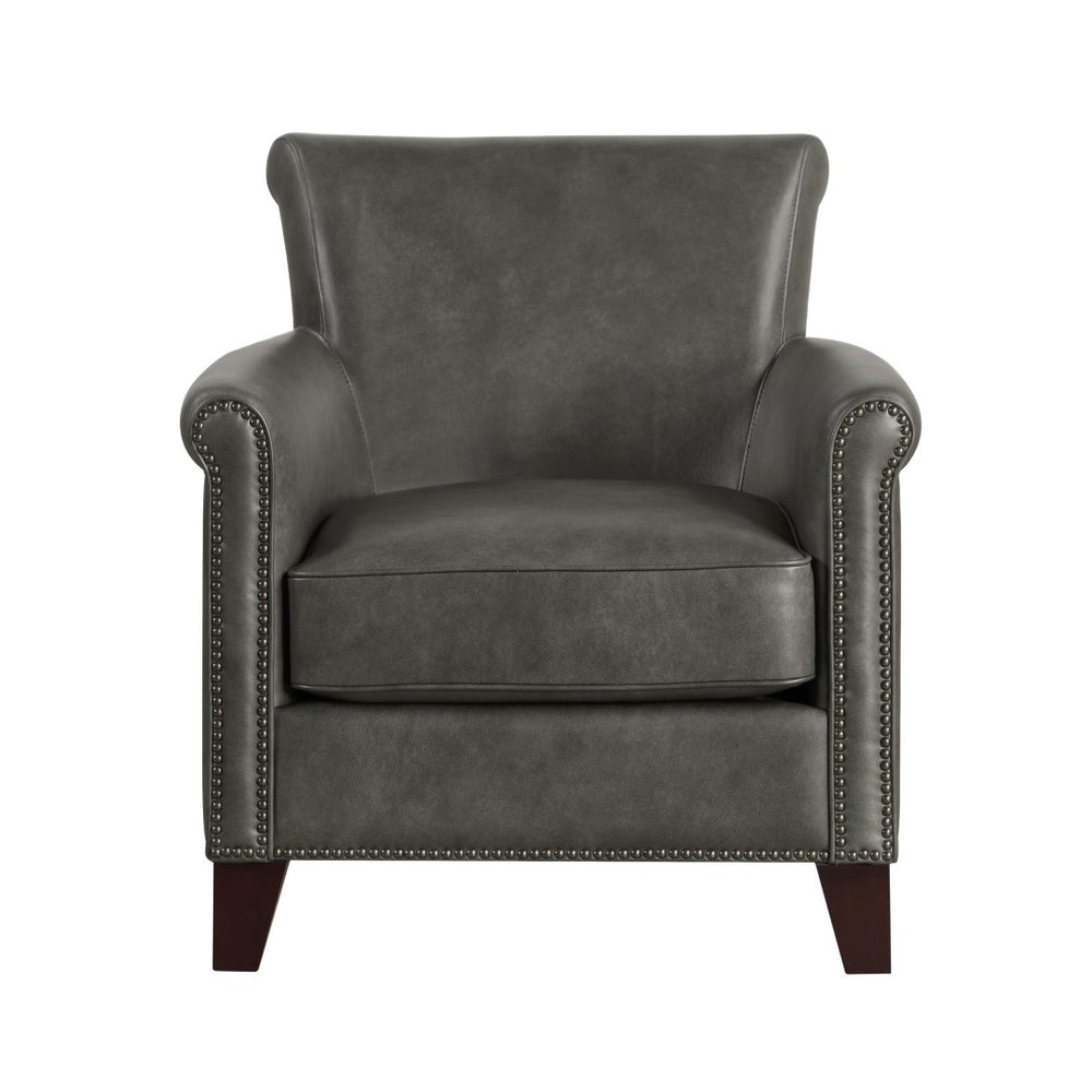 English Elm Traditional Top-grain Leather Accent Chair with Nailhead Trim and Espresso Wood Legs B011P534932