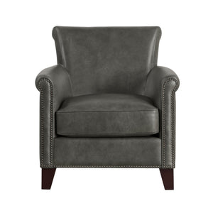 English Elm Traditional Top-grain Leather Accent Chair with Nailhead Trim and Espresso Wood Legs B011P534932