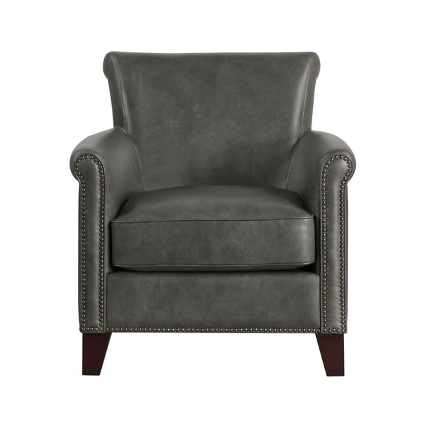 English Elm Traditional Top-grain Leather Accent Chair with Nailhead Trim and Espresso Wood Legs B011P534932