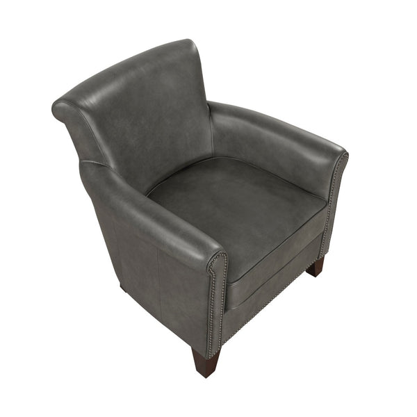 English Elm Traditional Top-grain Leather Accent Chair with Nailhead Trim and Espresso Wood Legs B011P534932