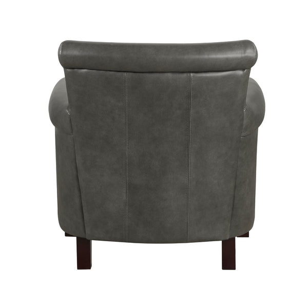 English Elm Traditional Top-grain Leather Accent Chair with Nailhead Trim and Espresso Wood Legs B011P534932