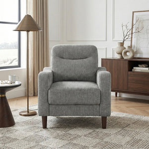 English Elm Modern Gray Chenille Accent Chair with Pocket Coil Support and Solid Wood Frame B011P534933