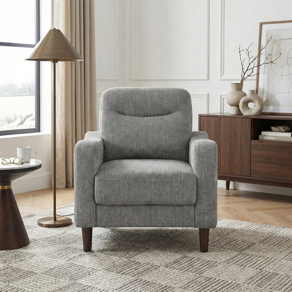 English Elm Modern Gray Chenille Accent Chair with Pocket Coil Support and Solid Wood Frame B011P534933