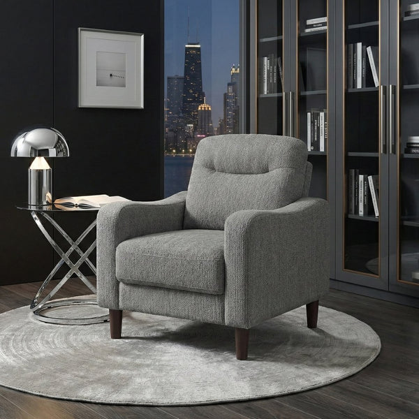 English Elm Modern Gray Chenille Accent Chair with Pocket Coil Support and Solid Wood Frame B011P534933