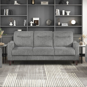 English Elm Modern Three Seater Sofa Gray Chenille Fabric Pocket Coil Support Solid Wood Frame B011P534935