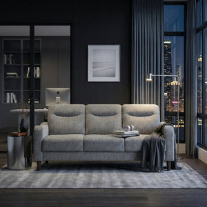 English Elm Modern Three Seater Sofa Gray Chenille Fabric Pocket Coil Support Solid Wood Frame B011P534935