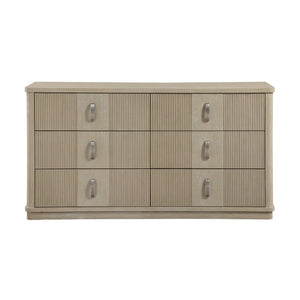 English Elm Modern Six Drawer Oak Dresser with Fluted Fronts and Warm Brown Finish for Bedroom B011P535608