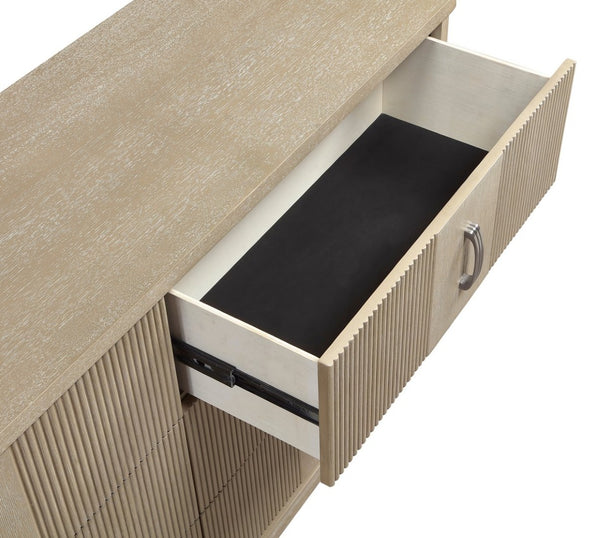 English Elm Modern Six Drawer Oak Dresser with Fluted Fronts and Warm Brown Finish for Bedroom B011P535608