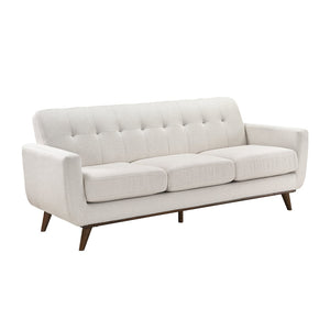 English Elm Contemporary Tufted Beige Fabric Three-seat Sofa with Solid Wood Legs for Living Rooms B011P536331