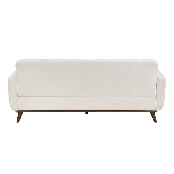 English Elm Contemporary Tufted Beige Fabric Three-seat Sofa with Solid Wood Legs for Living Rooms B011P536331