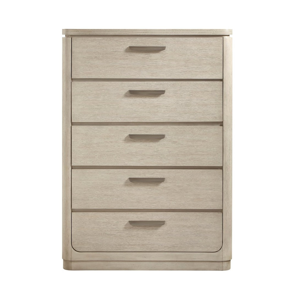 English Elm Modern Oak Veneer Five Drawer Tall Chest with Cedar Lining and Graphite Pulls B011P536345