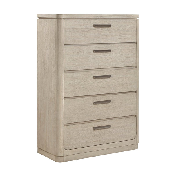 English Elm Modern Oak Veneer Five Drawer Tall Chest with Cedar Lining and Graphite Pulls B011P536345