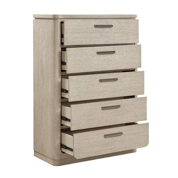 English Elm Modern Oak Veneer Five Drawer Tall Chest with Cedar Lining and Graphite Pulls B011P536345
